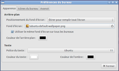 choix du fond d'écran sous Lubuntu
