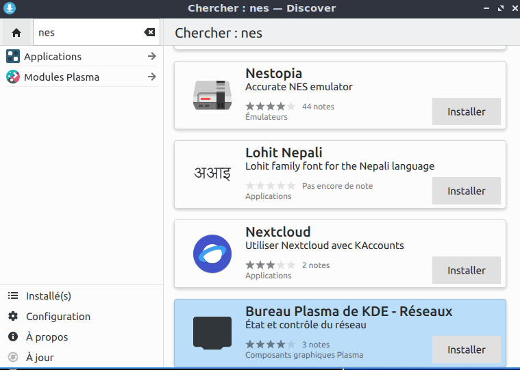 Nestopia dans Discover
