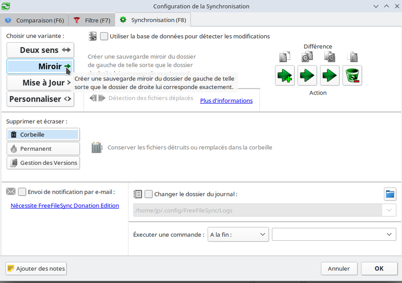 paramètres synchronisation suite