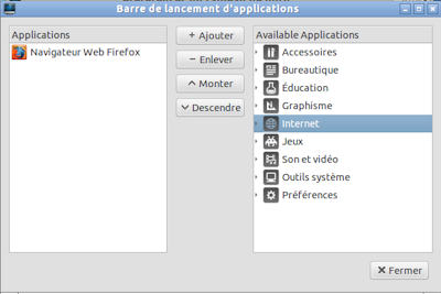 applications du dock sous Lubuntu