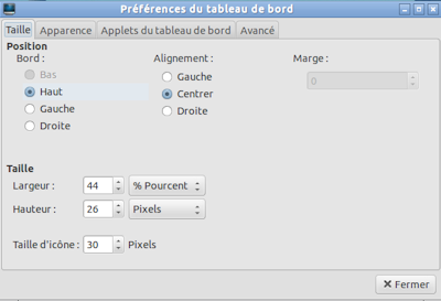 caractéristiques du tableau de bord sous Lubuntu